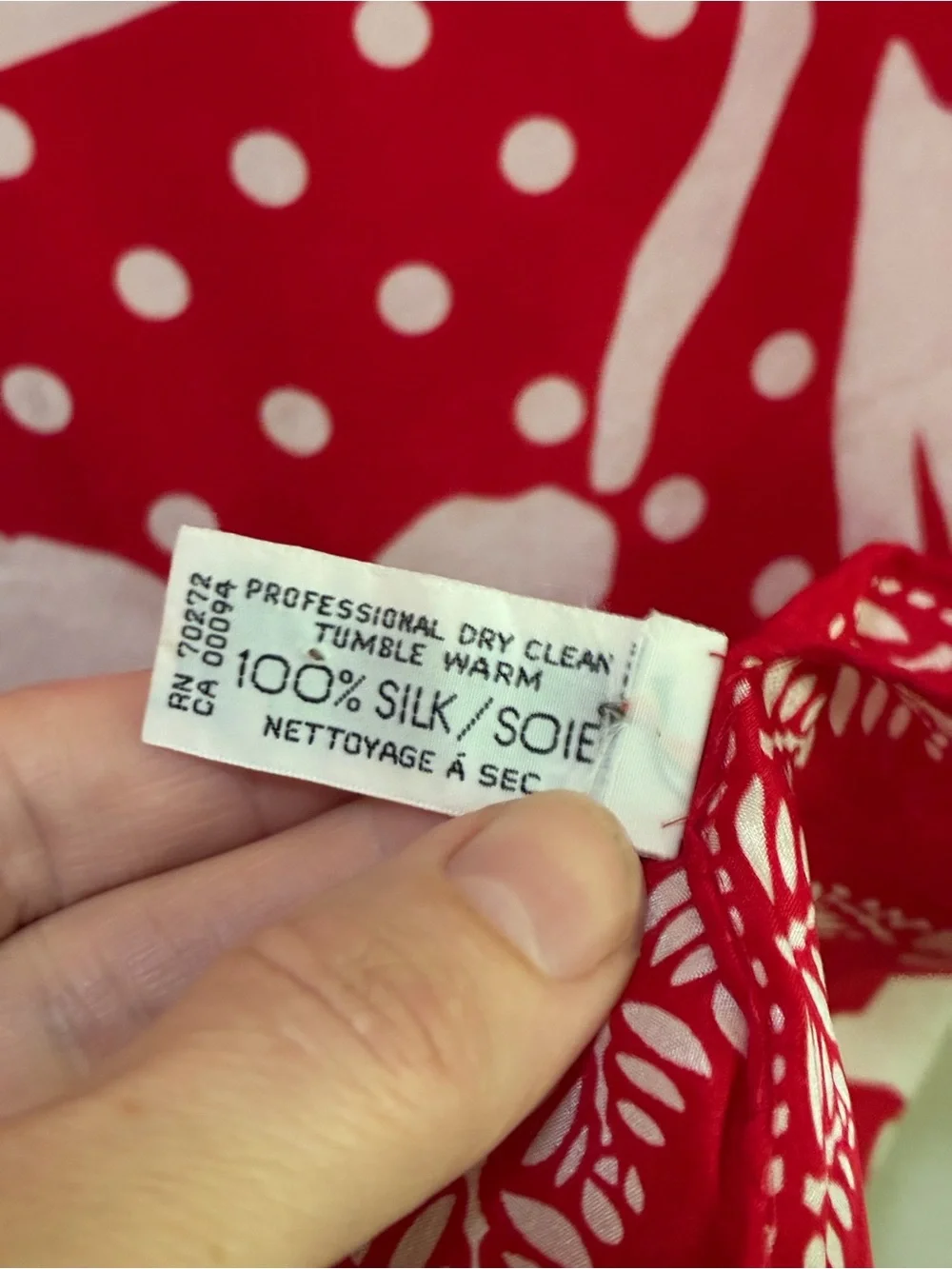Liz Claiborne Red & White Floral Polka Dot Silk Scarf